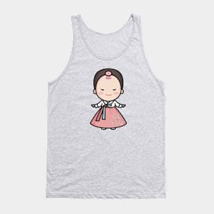 Cute Traditional Korean Bride Cartoon Tank Top